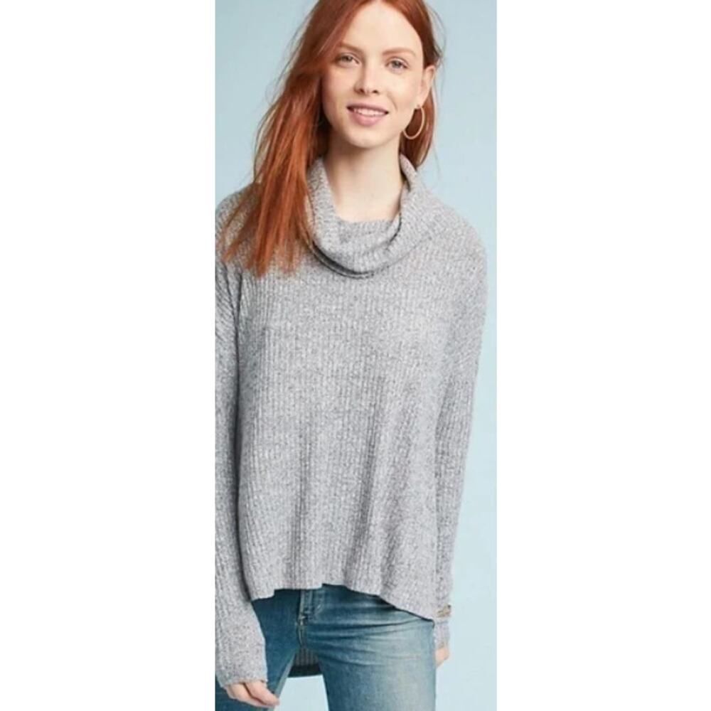 Anthropologie Maeve Malone Jumper Women's Small Gray Brushed Cowl Neck NWT